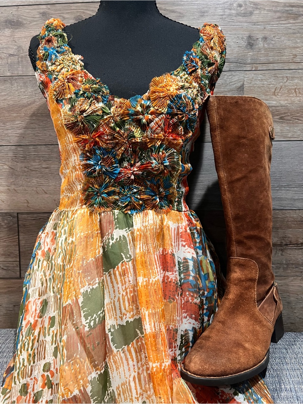 Lucy & Co. colorful patchwork boho mini sundress